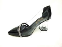 Caprito Şeffaf Topuklu Kadın Ayakkabı Siyah-Rugan 13 Y-3805 - Thumbnail