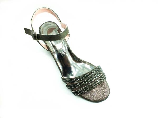 Caprito Tek Bantlı Taşlı Kadın Sandalat - Platin-Sıvama - 3805