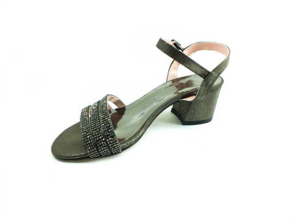 Caprito Tek Bantlı Taşlı Kadın Sandalat - Platin-Sıvama - 3805