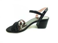 Caprito Tek Bantlı Taşlı Kadın Sandalat - Siyah-Sıvama - 3805 - Thumbnail