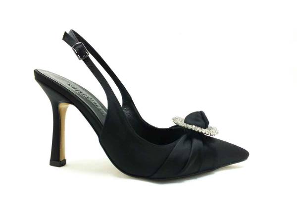 Caprito Topuklu Taşlı Ayakkabı Siyah-Saten 13 Y-903