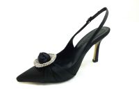 Caprito Topuklu Taşlı Ayakkabı Siyah-Saten 13 Y-903 - Thumbnail