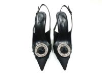 Caprito Topuklu Taşlı Ayakkabı Siyah-Saten 13 Y-903 - Thumbnail