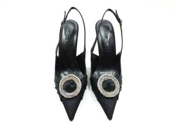 Caprito Topuklu Taşlı Ayakkabı Siyah-Saten 13 Y-903