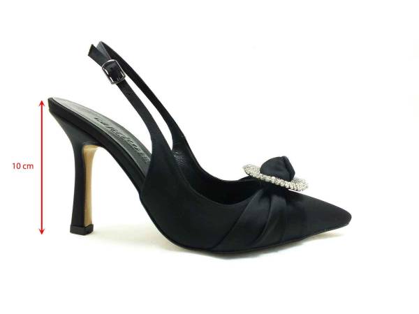 Caprito Topuklu Taşlı Ayakkabı Siyah-Saten 13 Y-903