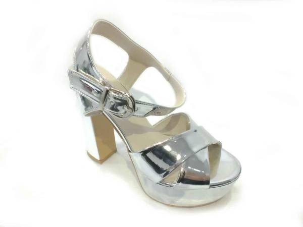 Çarıkçım 12 cm Topuklu Platformlu Ayakkabı Gümüş-Ayna 114 85