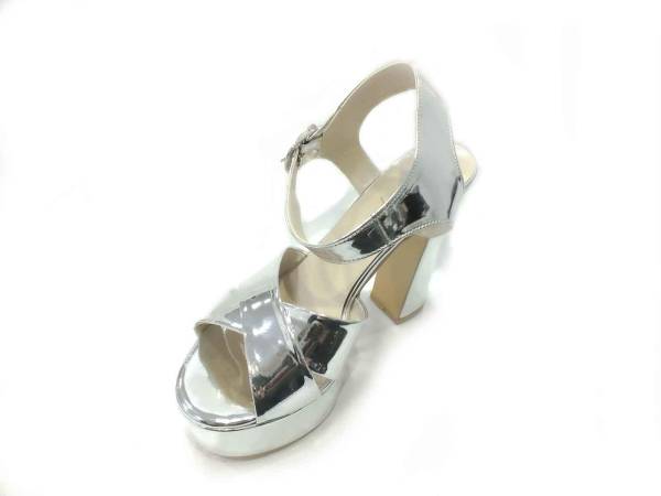 Çarıkçım 12 cm Topuklu Platformlu Ayakkabı Gümüş-Ayna 114 85