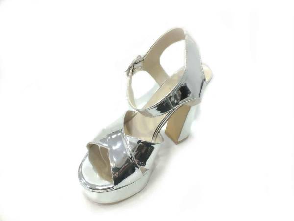 Çarıkçım 12 cm Topuklu Platformlu Ayakkabı Gümüş-Ayna 114 85 - 3