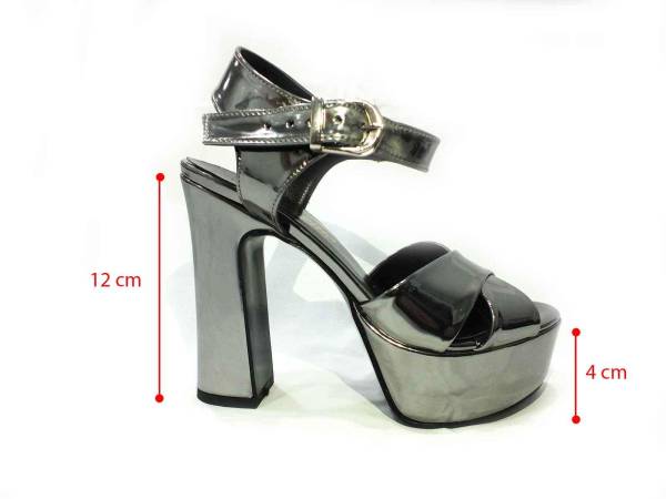 Çarıkçım 12 cm Topuklu Platformlu Ayakkabı Platin-Ayna 114 85