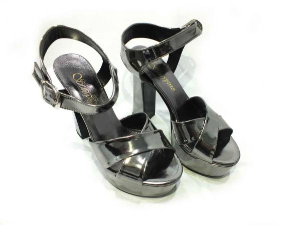 Çarıkçım 12 cm Topuklu Platformlu Ayakkabı Platin-Ayna 114 85