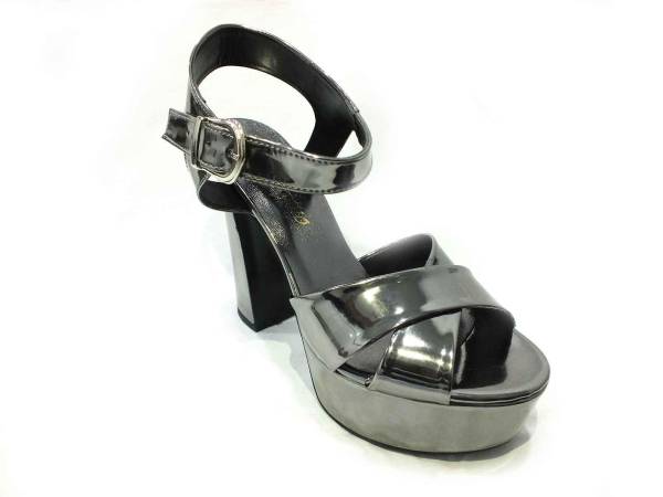 Çarıkçım 12 cm Topuklu Platformlu Ayakkabı Platin-Ayna 114 85
