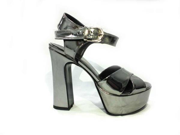 Çarıkçım 12 cm Topuklu Platformlu Ayakkabı Platin-Ayna 114 85 - 1