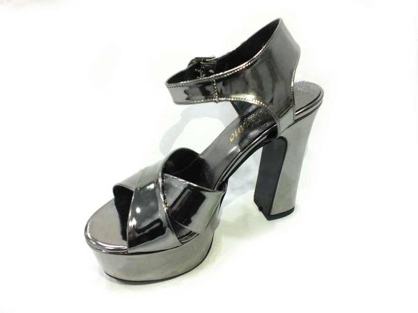 Çarıkçım 12 cm Topuklu Platformlu Ayakkabı Platin-Ayna 114 85 - 3