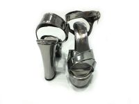 Çarıkçım 12 cm Topuklu Platformlu Ayakkabı Platin-Ayna 114 85 - 5
