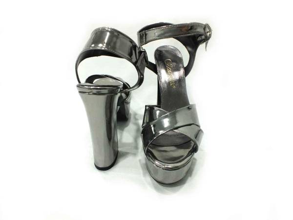 Çarıkçım 12 cm Topuklu Platformlu Ayakkabı Platin-Ayna 114 85 - 5
