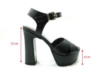 Çarıkçım 12 cm Topuklu Platformlu Ayakkabı Siyah 114 85 - Thumbnail