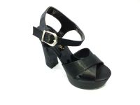 Çarıkçım 12 cm Topuklu Platformlu Ayakkabı Siyah-Saten 114 85 (1)
