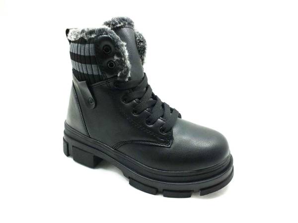 Çarıkçım Bağcıklı-Fermuarlı Kadın Botu Siyah 17 7655