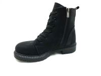 Çarıkçım Bağcıklı-Fermuarlı Kadın Botu Siyah - Thumbnail