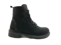 Çarıkçım Bağcıklı-Fermuarlı Kadın Botu Siyah - Thumbnail