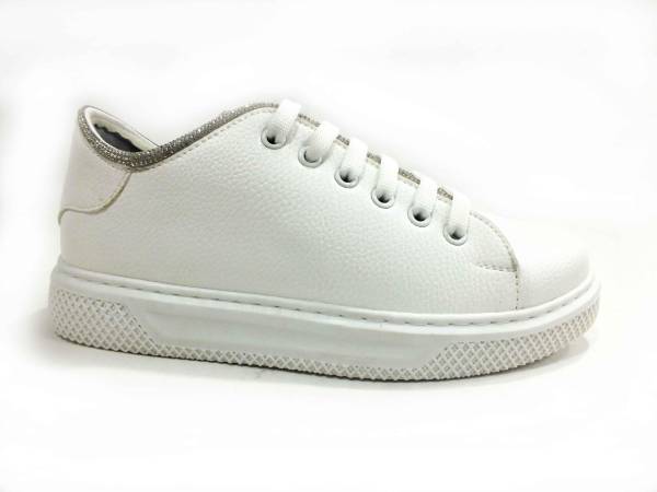 Çarıkçım Bağcıklı Taşlı Ayakkabı Beyaz 146 1315