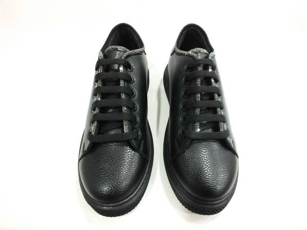 Çarıkçım Bağcıklı Taşlı Ayakkabı Siyah 146 1315