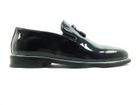 Çarıkçım Bağcıksız Hakiki Deri Erkek Ayakkabısı Siyah-Rugan 114 045 - Thumbnail