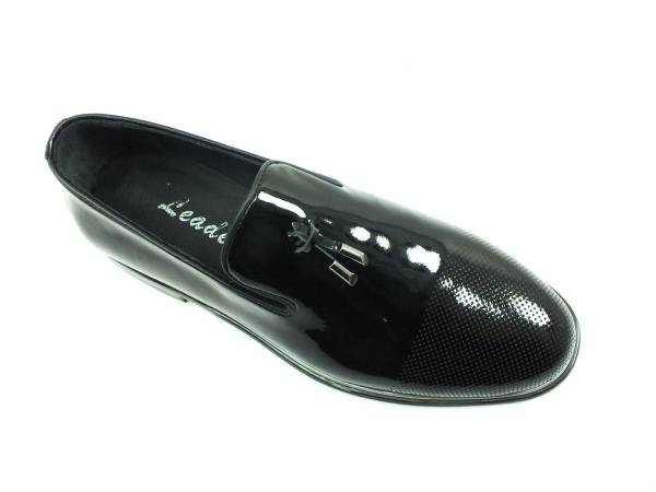 Çarıkçım Bağcıksız Hakiki Deri Erkek Ayakkabısı Siyah-Rugan 114 045