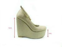 Çarıkçım Dolgu Topuklu Platform Bayan Ayakkabı - Dore-Simli - 190 - Thumbnail