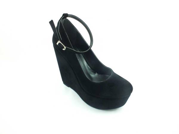 Çarıkçım Dolgu Topuklu Platform Bayan Ayakkabı xSiyah-Süet 61 190