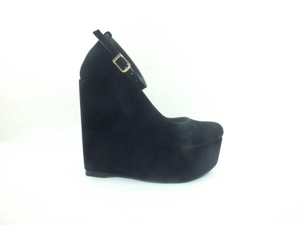 Çarıkçım Dolgu Topuklu Platform Bayan Ayakkabı xSiyah-Süet 61 190