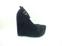 Çarıkçım Dolgu Topuklu Platform Bayan Ayakkabı xSiyah-Süet 61 190 - Thumbnail