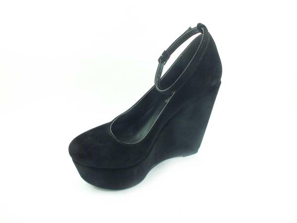 Çarıkçım Dolgu Topuklu Platform Bayan Ayakkabı xSiyah-Süet 61 190