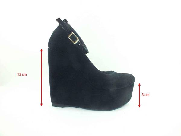 Çarıkçım Dolgu Topuklu Platform Bayan Ayakkabı xSiyah-Süet 61 190