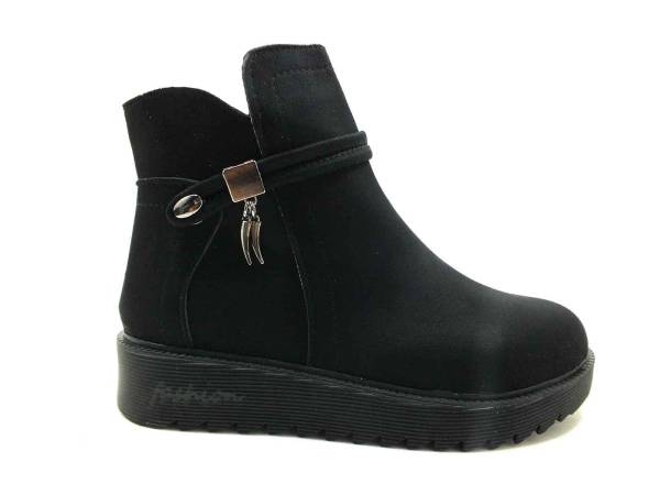 Çarıkçım Fermuarlı Süet Bot Siyah-Nubuk 118 130