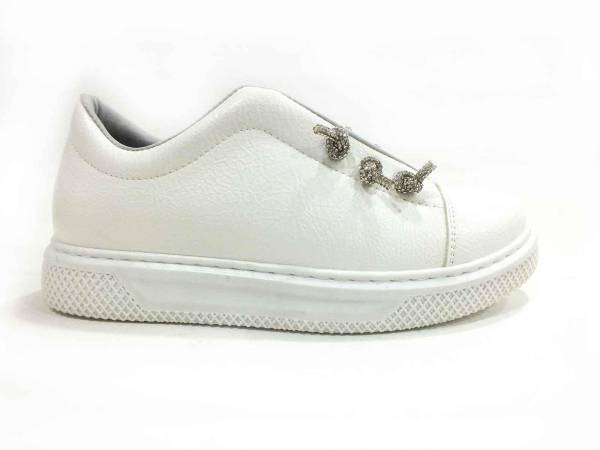 Çarıkçım Günlük Taşlı Ayakkabı Beyaz-Rugan 146 1320