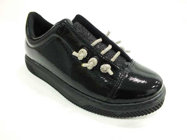 Çarıkçım Günlük Taşlı Ayakkabı Siyah-Rugan 146 1320