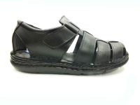 Çarıkçım Hakiki Deri Cırtlı Erkek Sandaleti Siyah 89 980 - Thumbnail