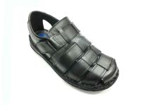 Çarıkçım Hakiki Deri Cırtlı Erkek Sandaleti Siyah 89 980 - Thumbnail