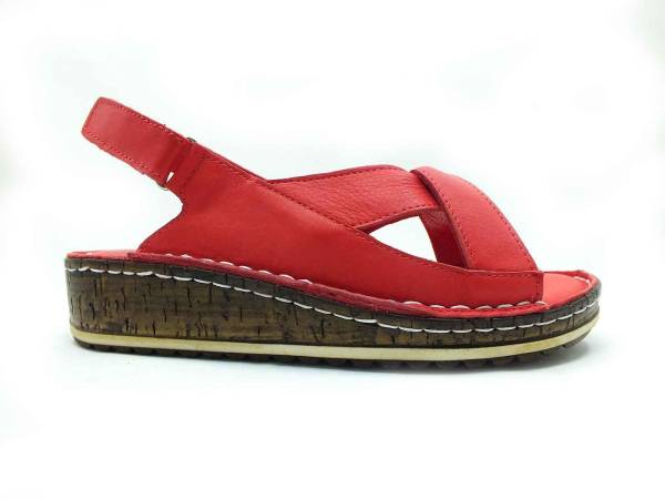 Çarıkçım Hakiki Deri Cırtlı Kadın Sandaleti Kırmızı 114 026