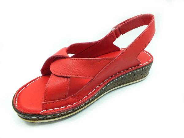 Çarıkçım Hakiki Deri Cırtlı Kadın Sandaleti Kırmızı 114 026