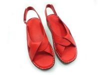 Çarıkçım Hakiki Deri Cırtlı Kadın Sandaleti Kırmızı 114 026 - Thumbnail