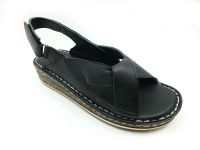 çarıkçım - Çarıkçım Hakiki Deri Cırtlı Kadın Sandaleti Siyah 114 026 (1)