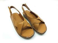 Çarıkçım Hakiki Deri Cırtlı Kadın Sandaleti Taba 114 026 - Thumbnail