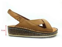 Çarıkçım Hakiki Deri Cırtlı Kadın Sandaleti Taba 114 026 - Thumbnail