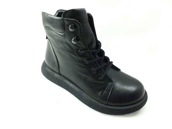 Çarıkçım Hakiki Deri Kauçuk Tabanlı Ayakkabı Siyah 114 K1004