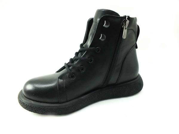 Çarıkçım Hakiki Deri Kauçuk Tabanlı Ayakkabı Siyah 114 K1004