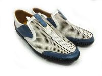 Çarıkçım Hakiki Deri Yazlık Ayakkabı Beyaz-Mavi 05 922 - Thumbnail