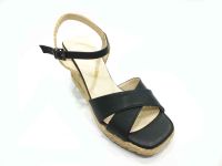 Çarıkçım Hasır Tabanlı Sandalet Siyah - Thumbnail