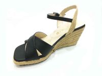 Çarıkçım Hasır Tabanlı Sandalet Siyah - Thumbnail